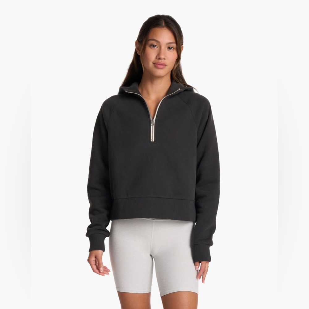 NWT Vuori Restore Half Zip Hoodie Women's Fleece Pullover in Washed Black - Picture 4 of 6